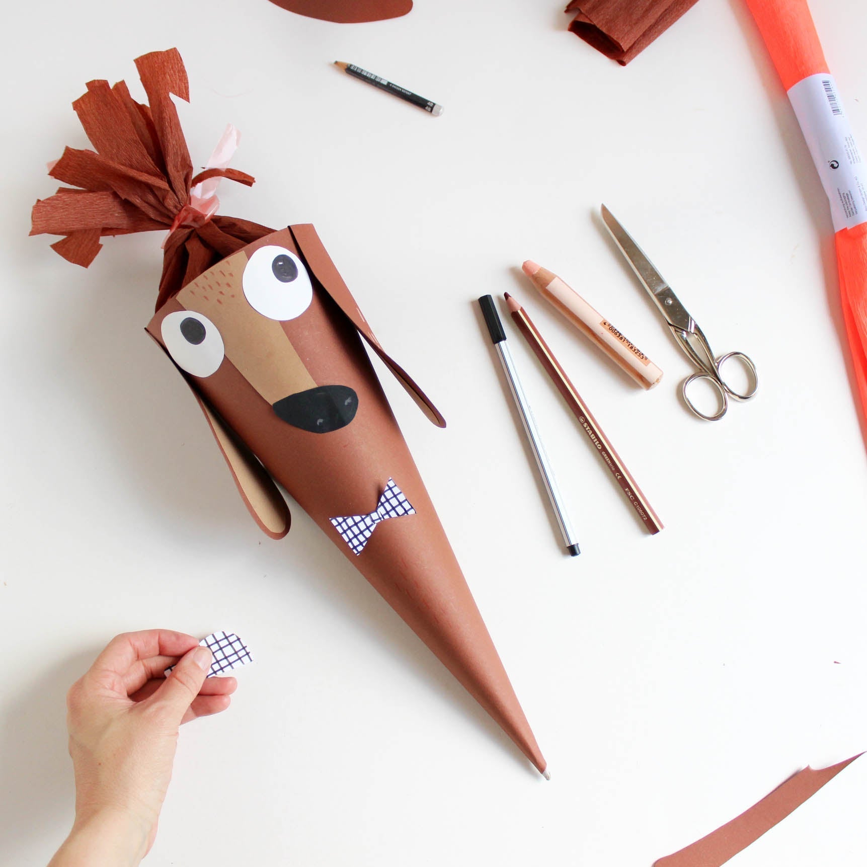 Selbstgebastelte Dackel Detlef Schultüte von Halfbird