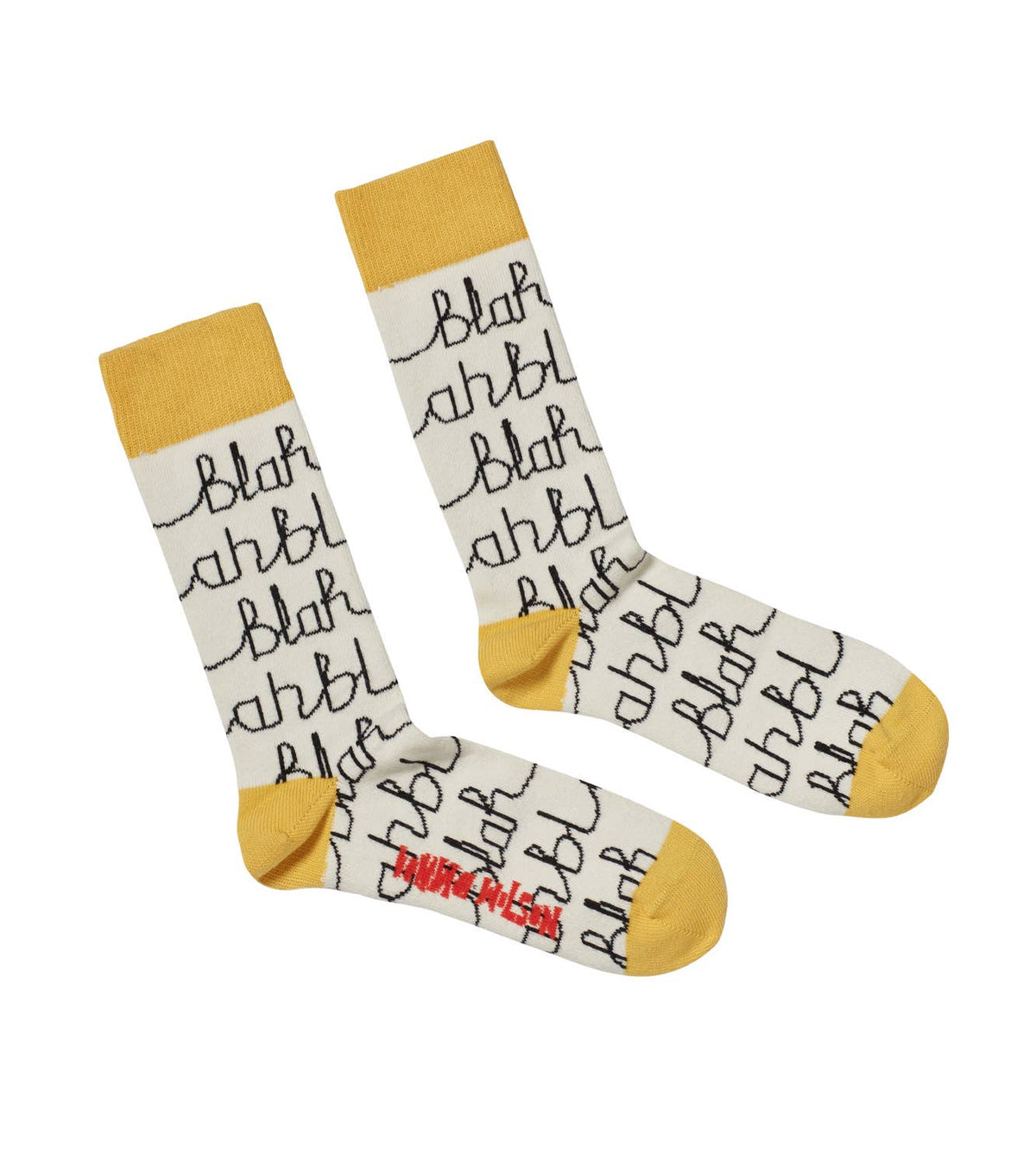 Socken "blah blah" gelb beige