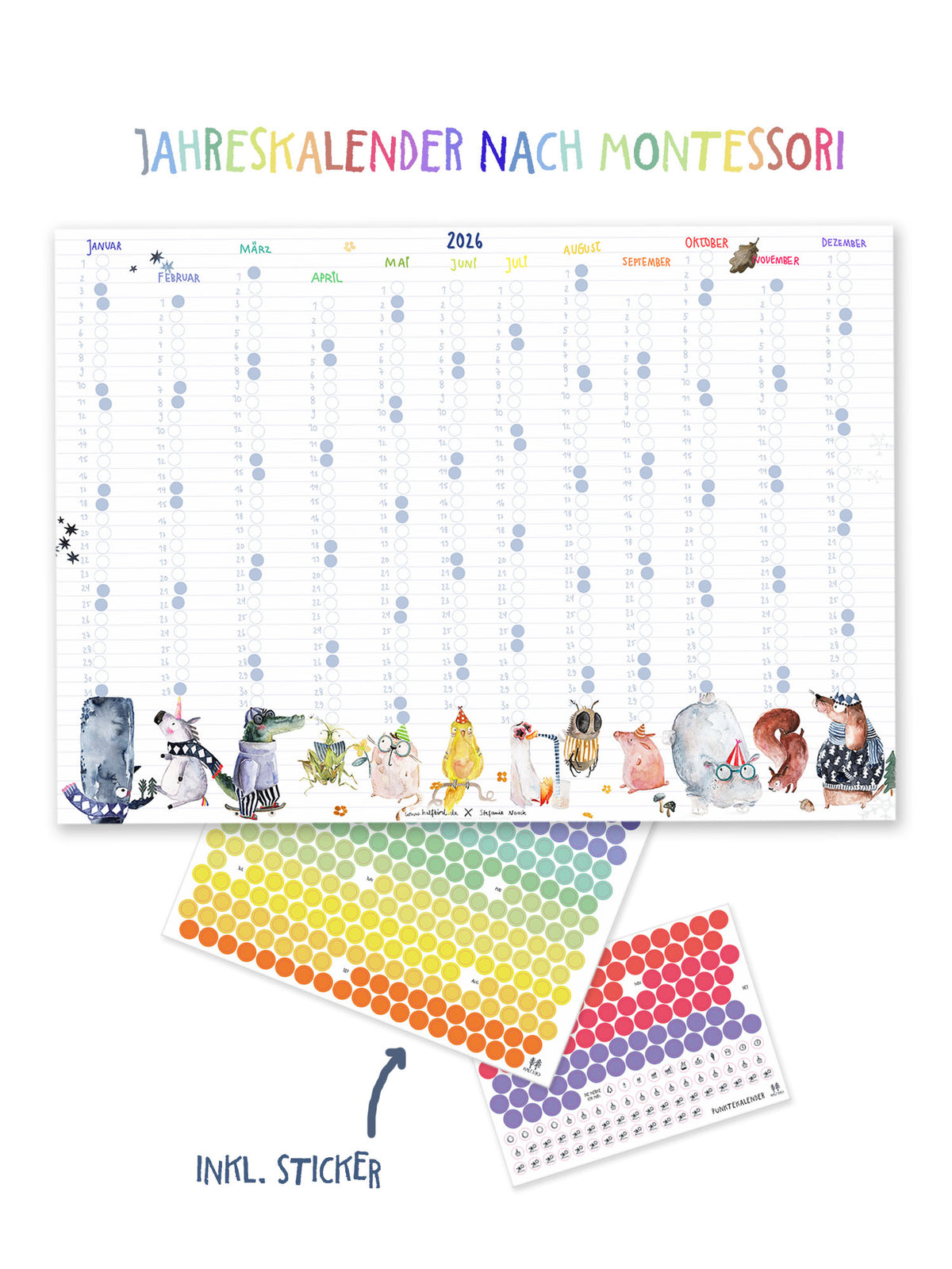 Stickerkalender nach Montessori von Halfbird mit Sticker Sheets