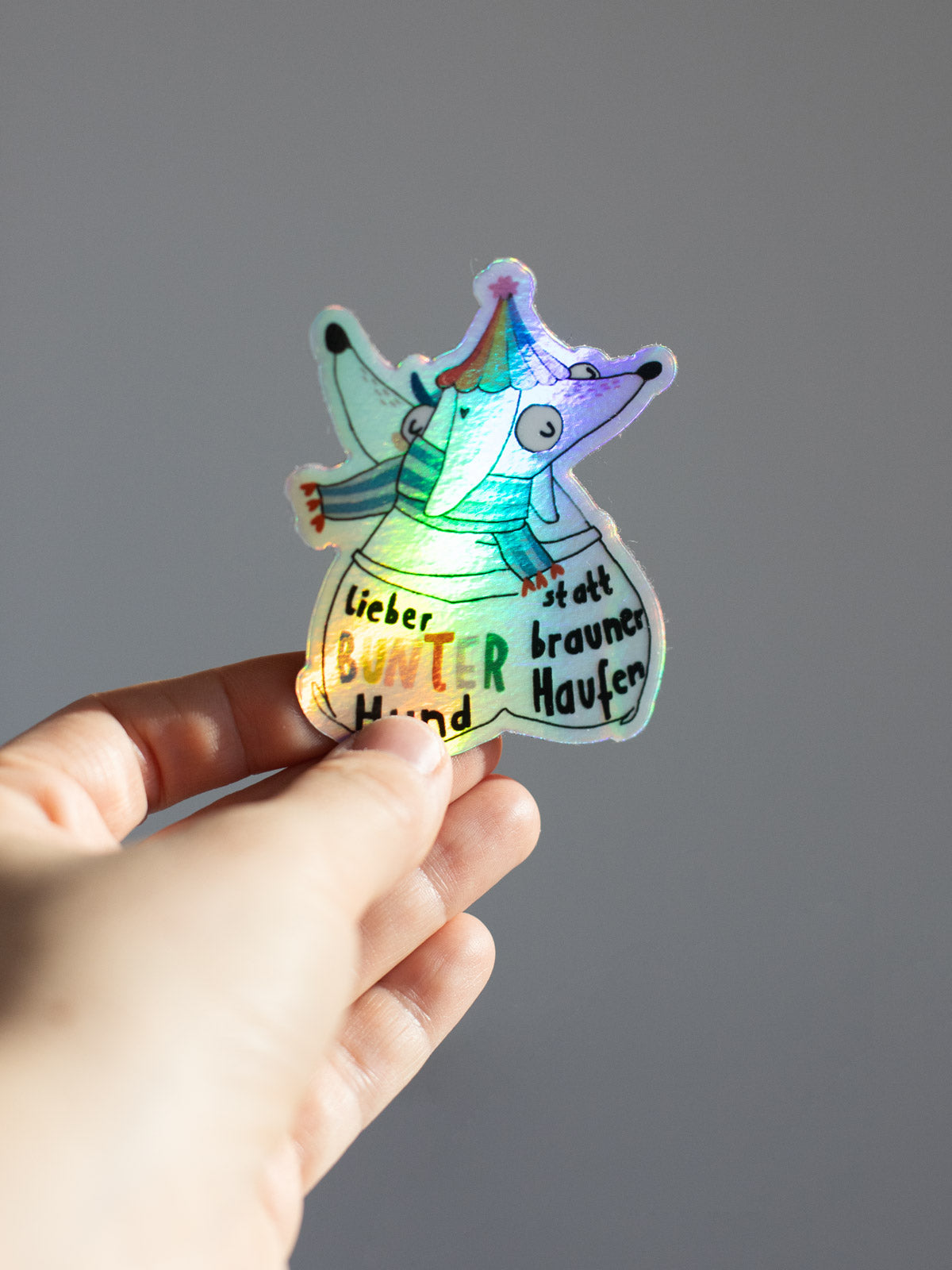 Holografischer Sticker "bunter Hund"