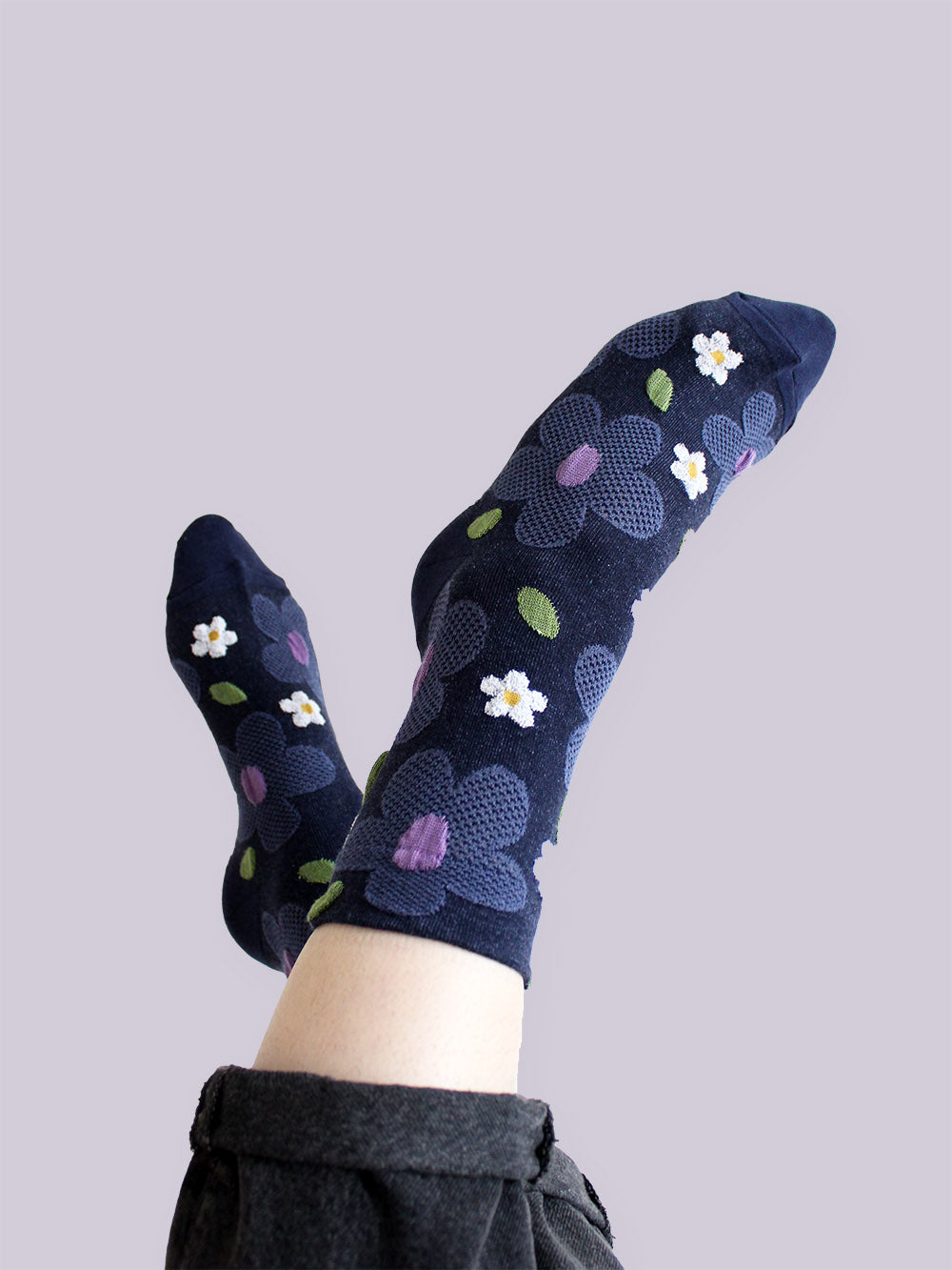 Socken "große Blume" | dunkelblau