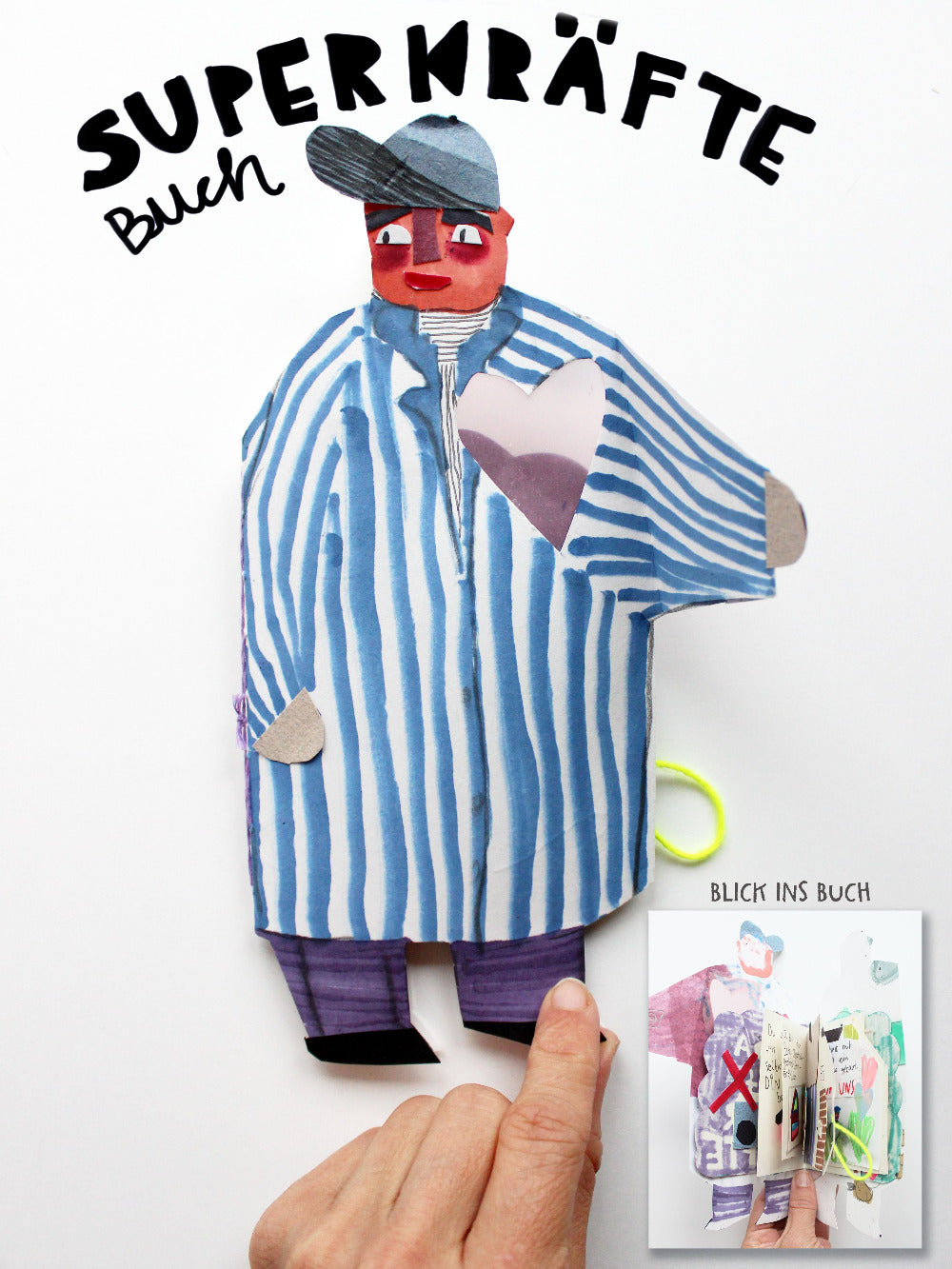 Superkräftebuch von Halfbird von vorne mit kleinem "Blick ins Buch"-Foto im Foto