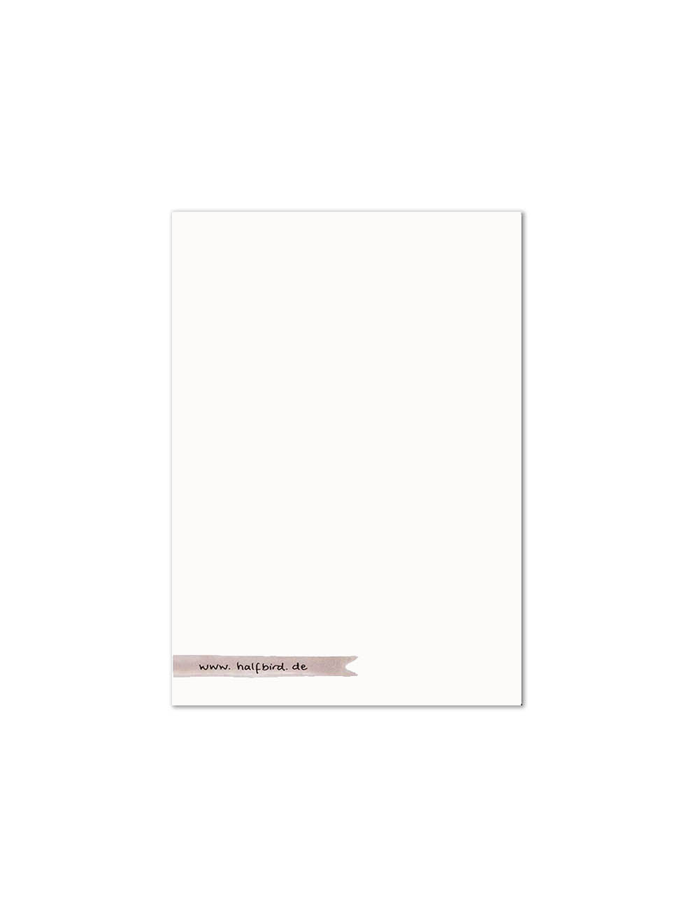 rückseite der Postkarte mit viel freier fläche und der website von haflbird