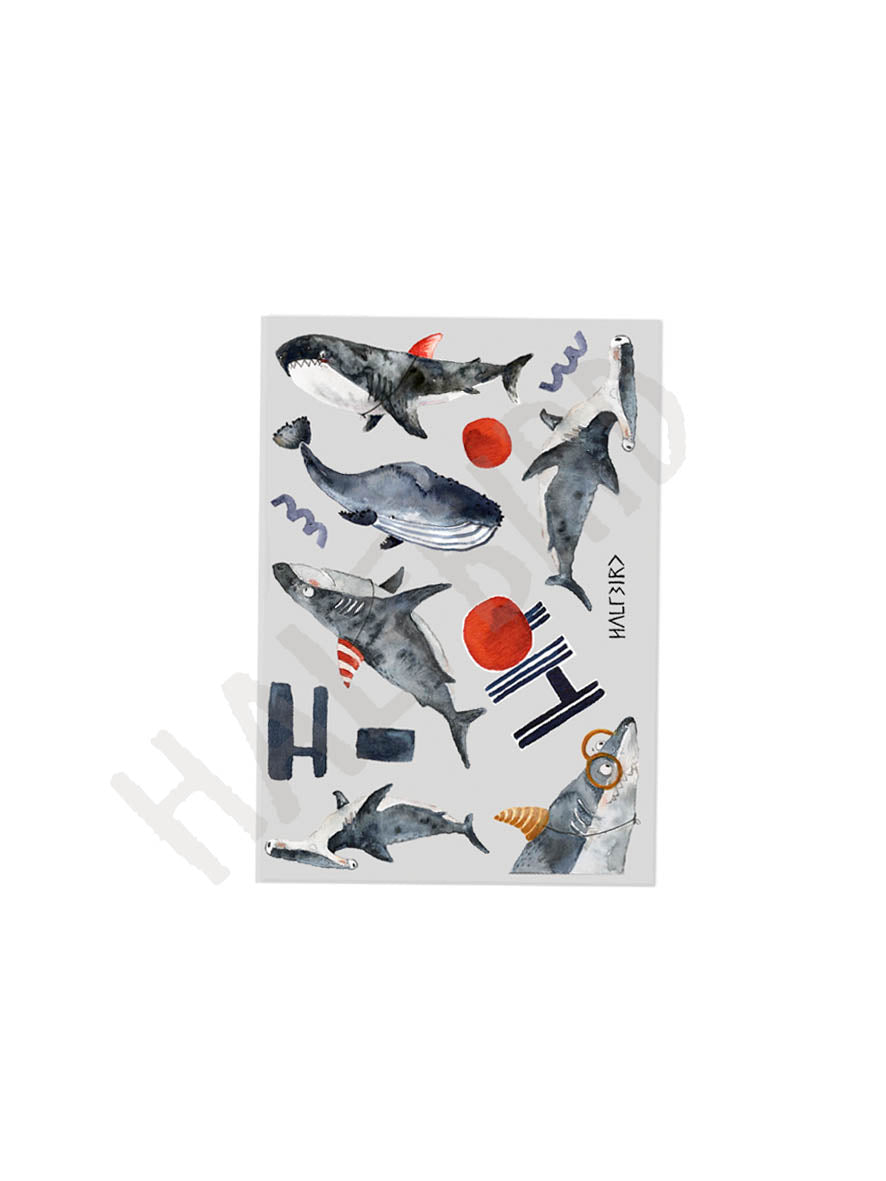 Produktinhalt reflektierende sticker hai und wal und wellen