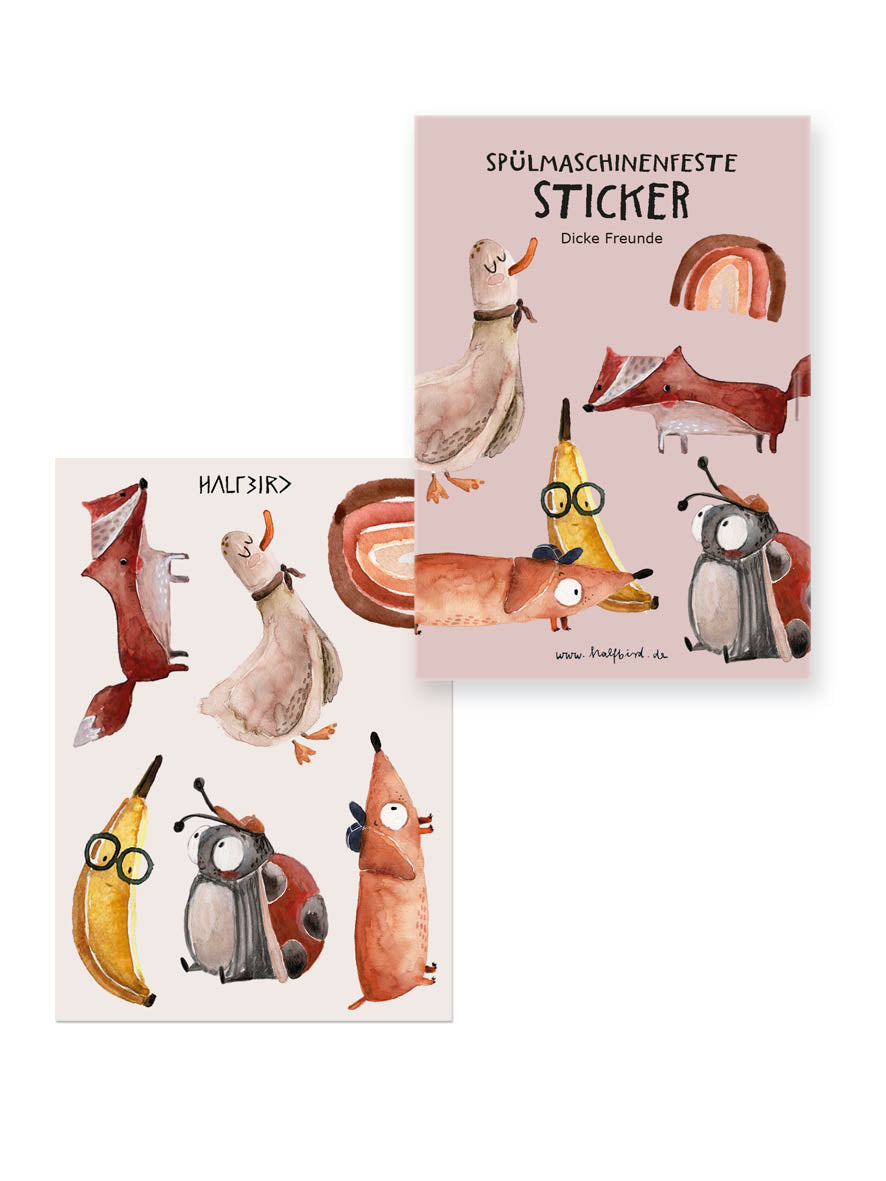 spülmaschinenfeste Sticker "dicke Freunde" | Pocket Edition
