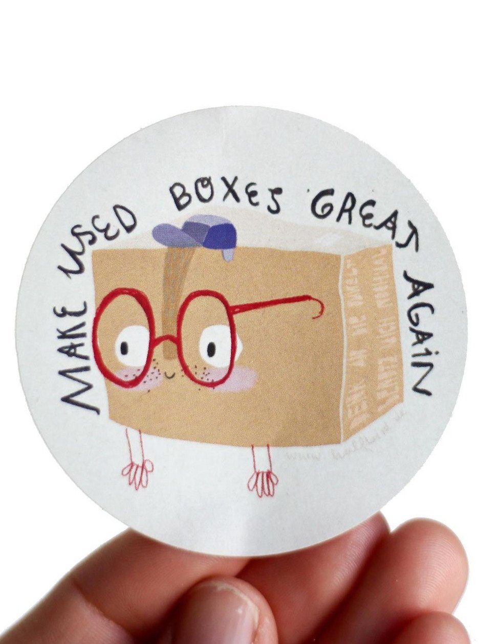 Paketaufkleber "make used boxes great again"