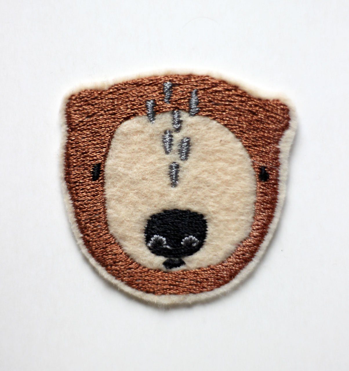 gestickter Patch, Aufnäher Bärgesicht in braun und beige