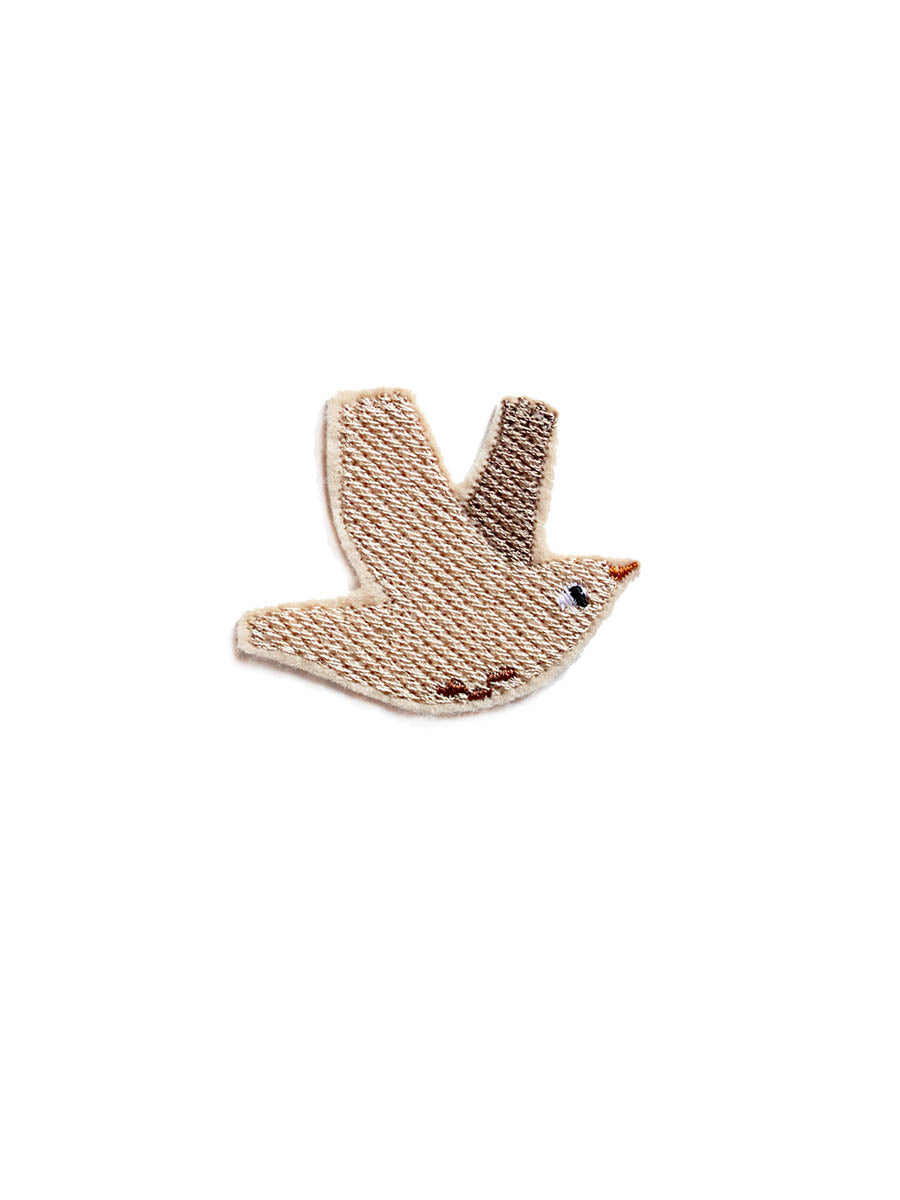 gestickter Patch Vogel in beige