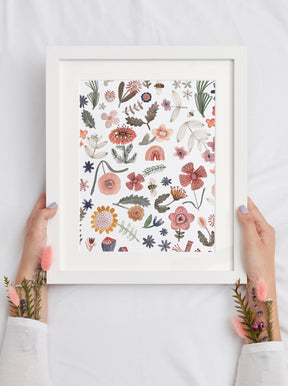 Kunstdruck Blumen und Blüten handillustriert mit Wasserfarben