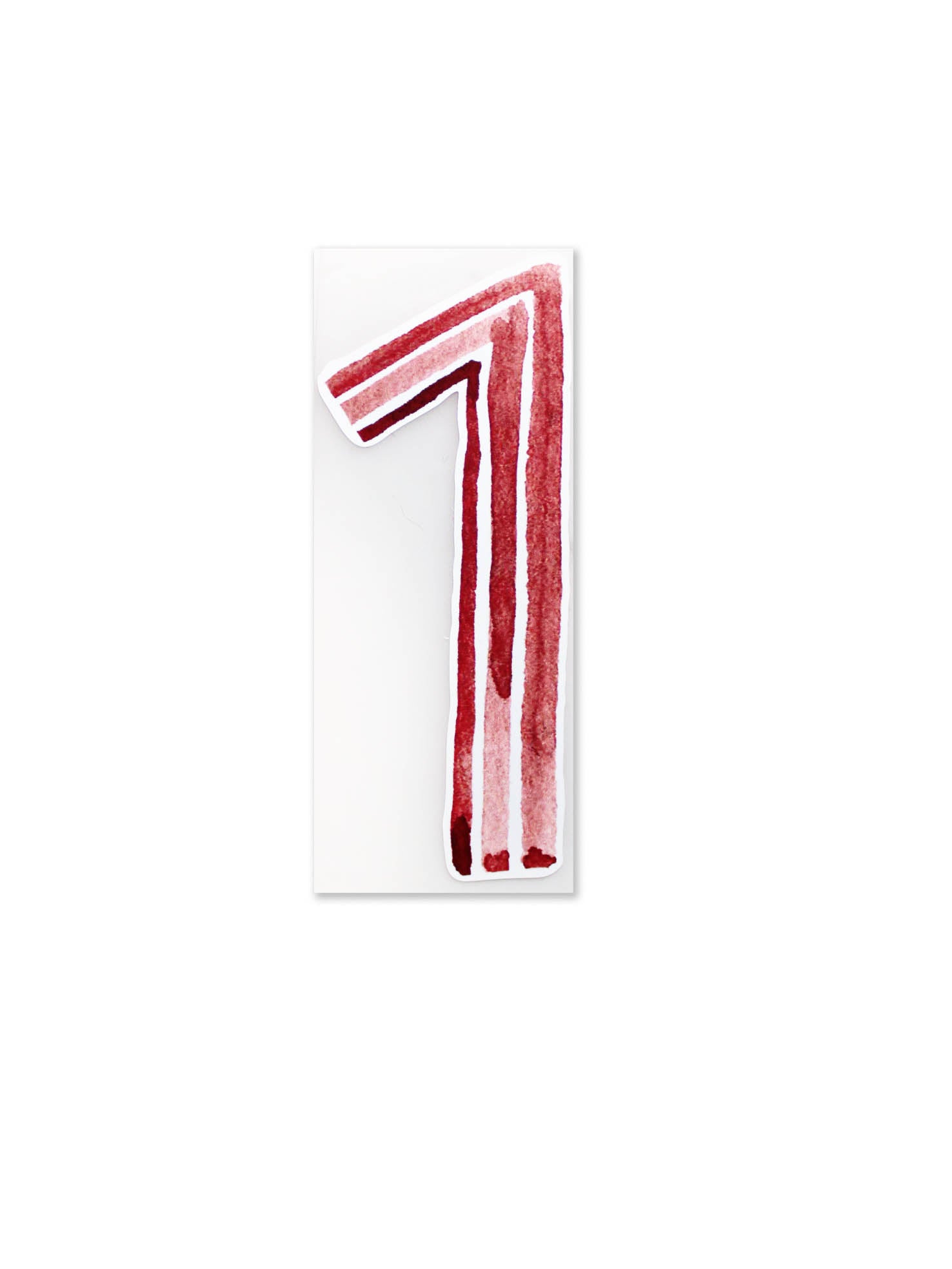 Bügelbild Zahl Eins Geburtstag STreifen rot