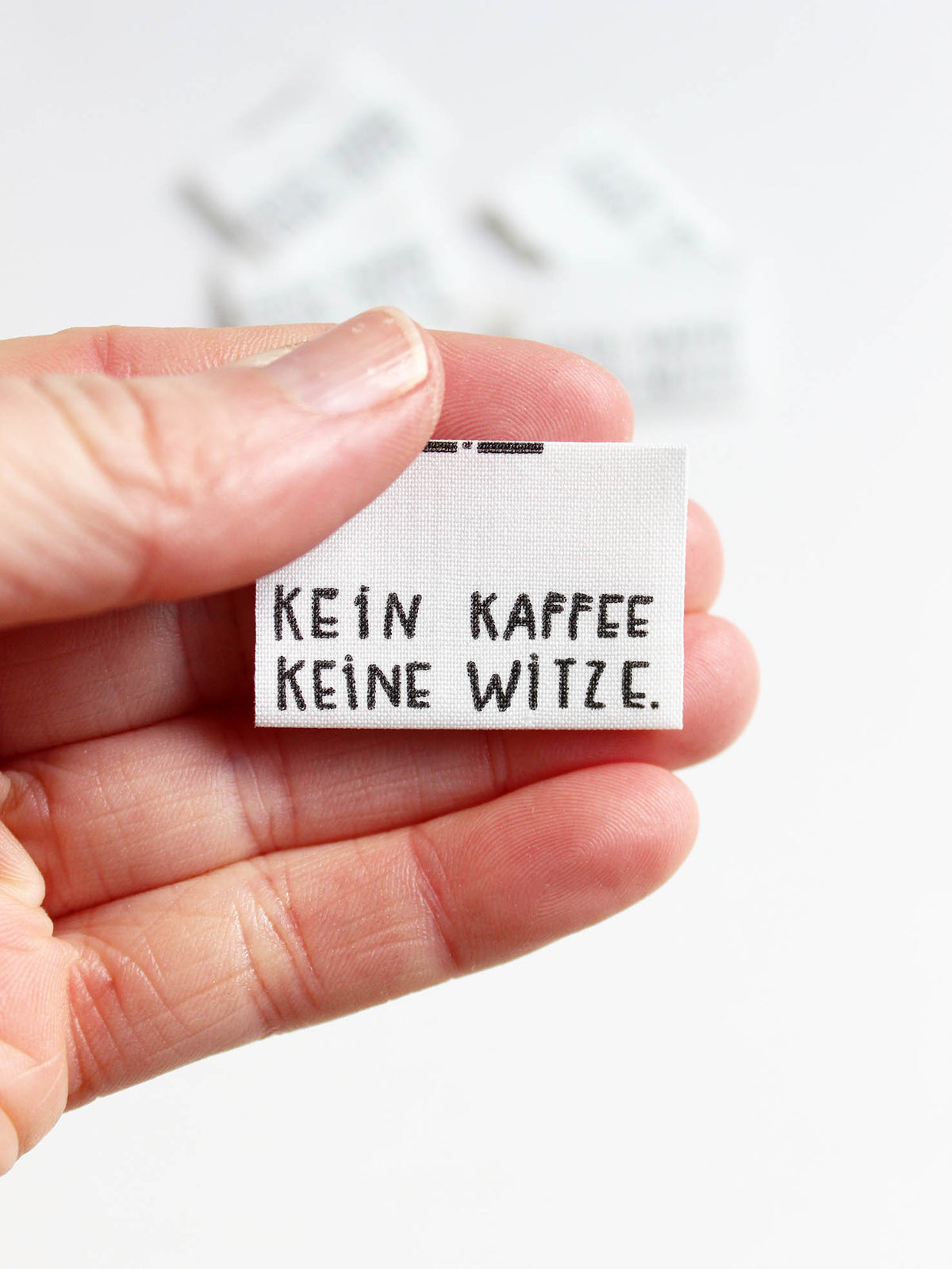 Nähetikett aus Biobaumwolle Kein kaffee Keine Witze