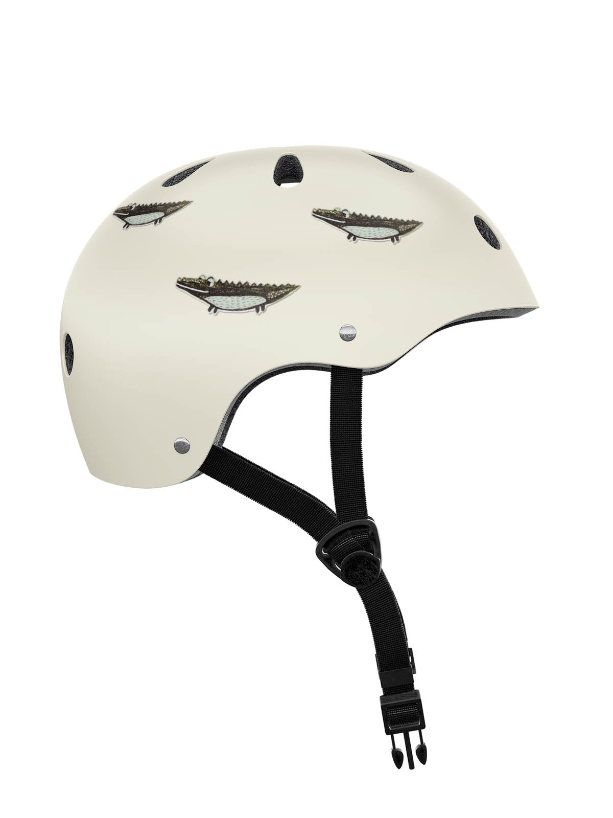 reflektierender Aufkleber Krokodil auf weißem Helm