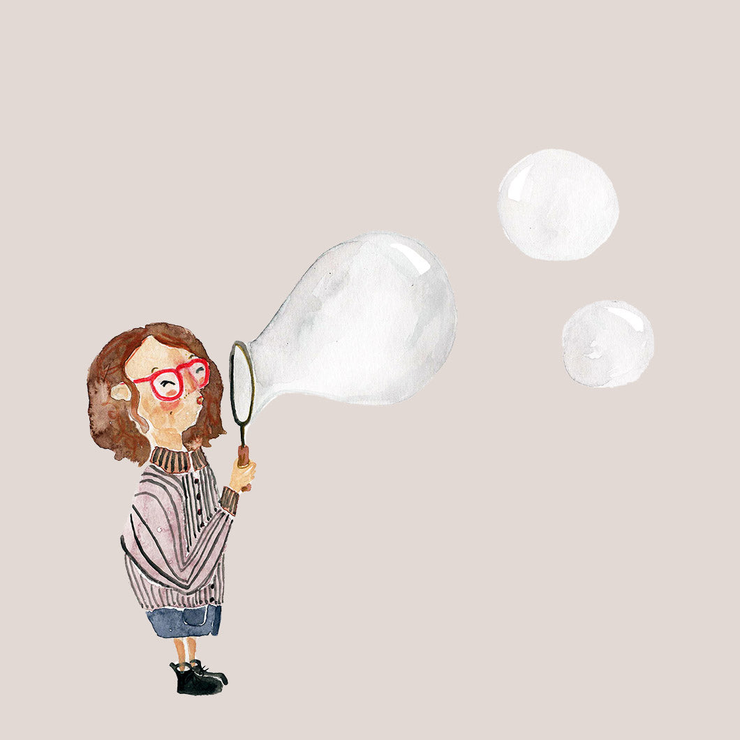 Illustration Mädchen mit Seifenblasen