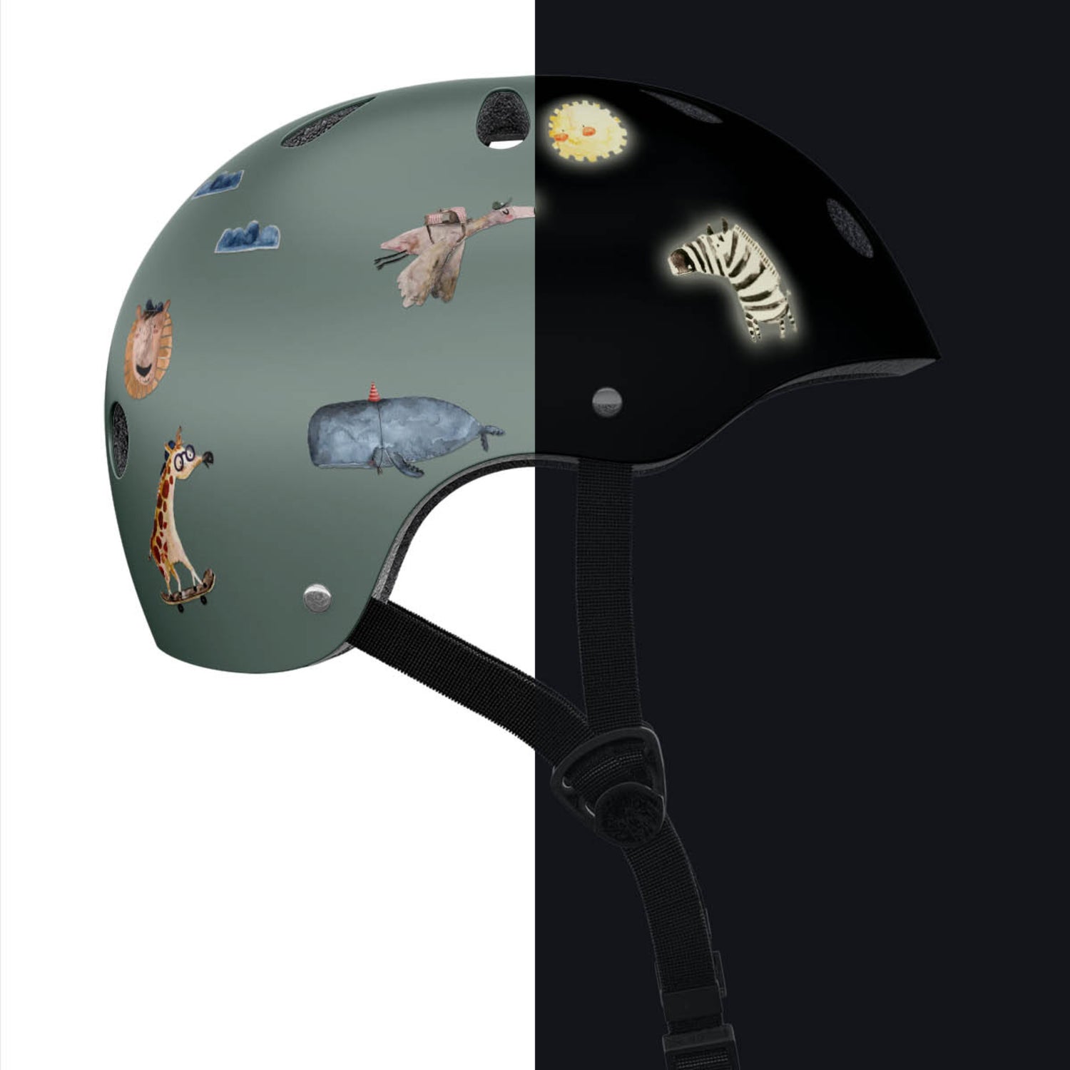 Helm mit reflektierenden Stickern von Halfbird