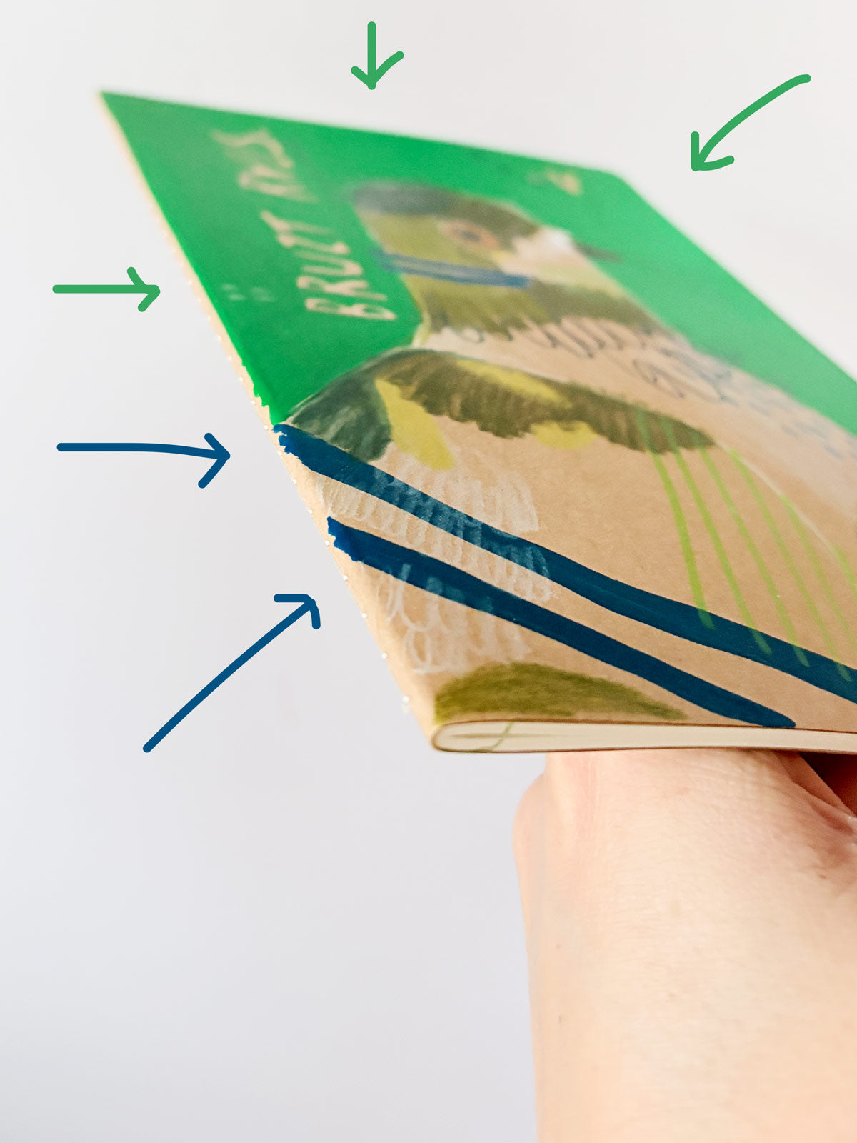 Notizbuch bemalt mit Acrylstiften von Kreul nach Vorlage von Halfbird 