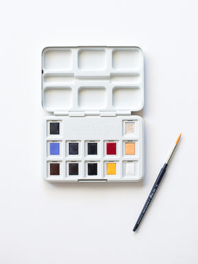 Aquarellfarbkasten von Van Gogh x Halfbird mit Pinsel