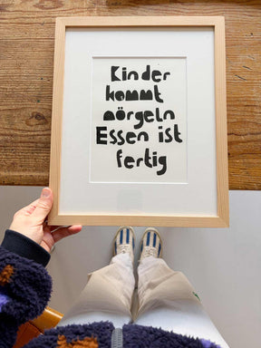 Art Print Siebdruck Kinder kommt nörgeln von Halfbird gerahmt