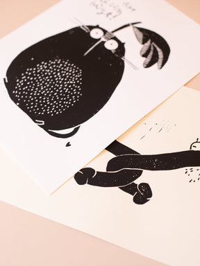 Art Print/ Siebdruck Birnatze und Penis Buddies von Halfbird