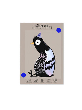 Randloses Bügelbild Taube sitzend von Halfbird auf Karte mit Bügelanleitung
