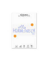 randloses Bügelbild "Völlig hormonisch hier" auf Postkarte mit Bügelanleitung