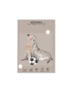 Bügelbild randlos "Robbe Fußball"