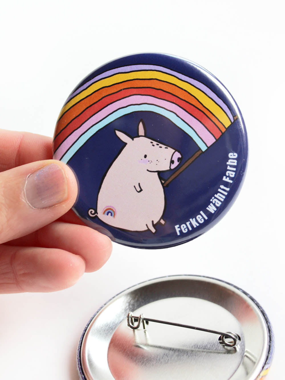 Button "Ferkel wählt Farbe" | Anstecker