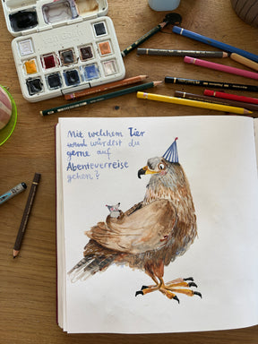 Aquarellkasten Halfbird x Van Gogh mit Aquarellbild Falke