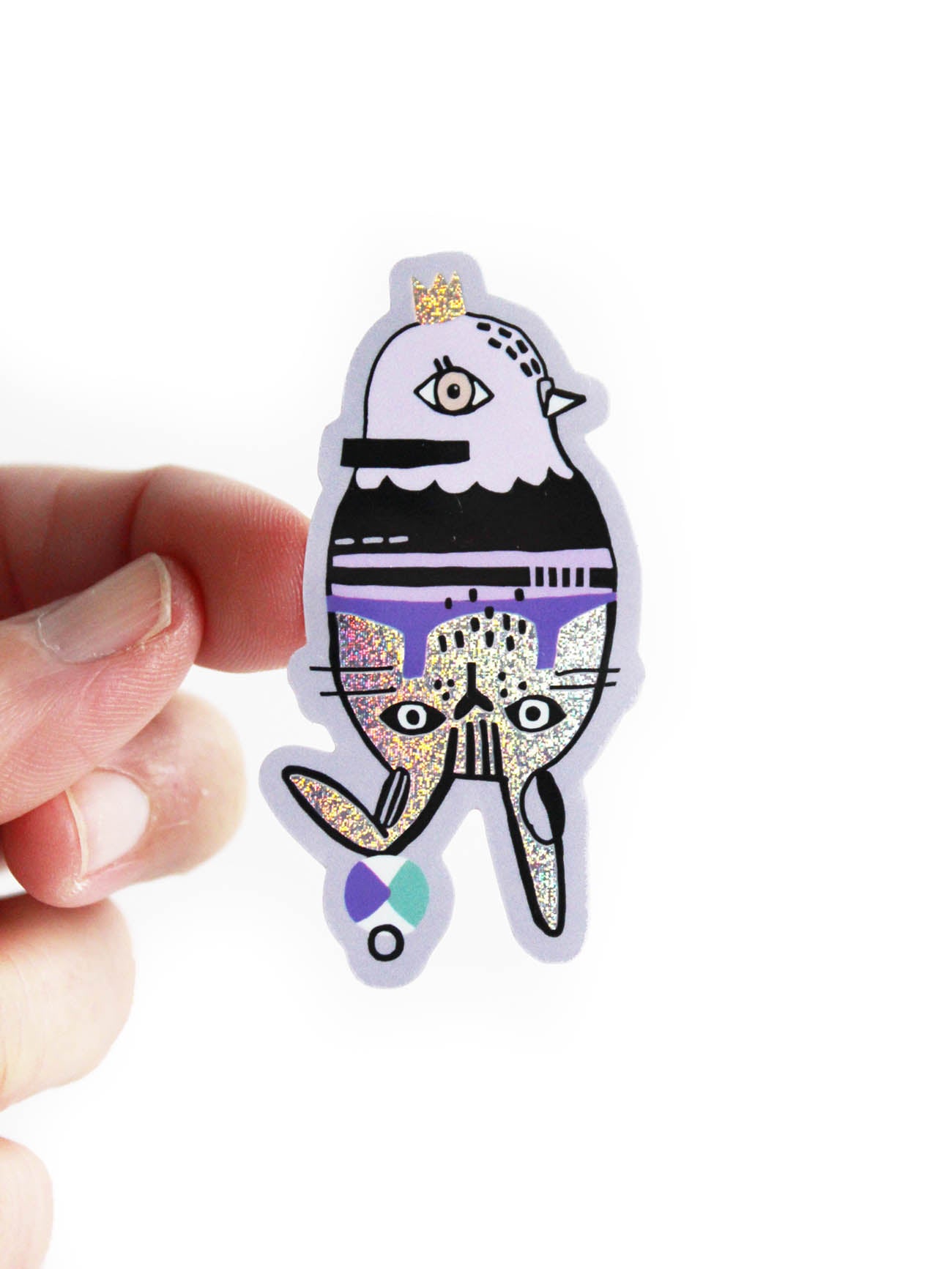 Glitzer Sticker "Taube - Hase"