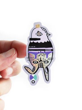 Glitzer Sticker "Taube - Hase"