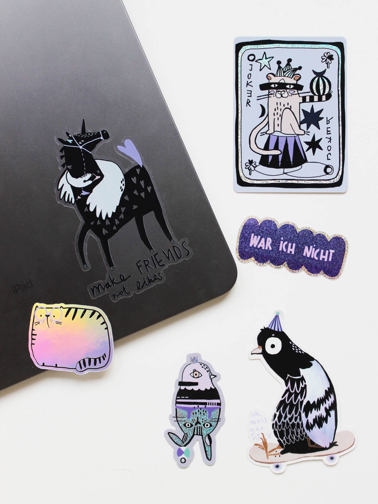 Glitzer Sticker "Taube - Hase"