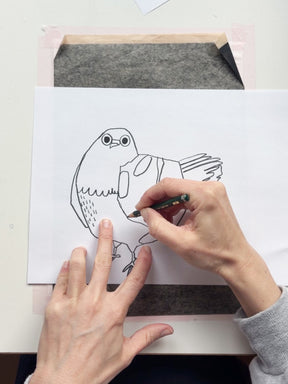Mal- und Transfervorlage Tauben von Halfbird mit Graphitpapier