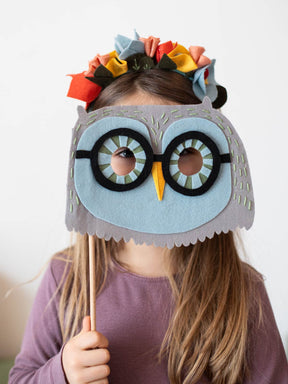 Haarreif Blumen und Eulen Maske Filz Halfbird