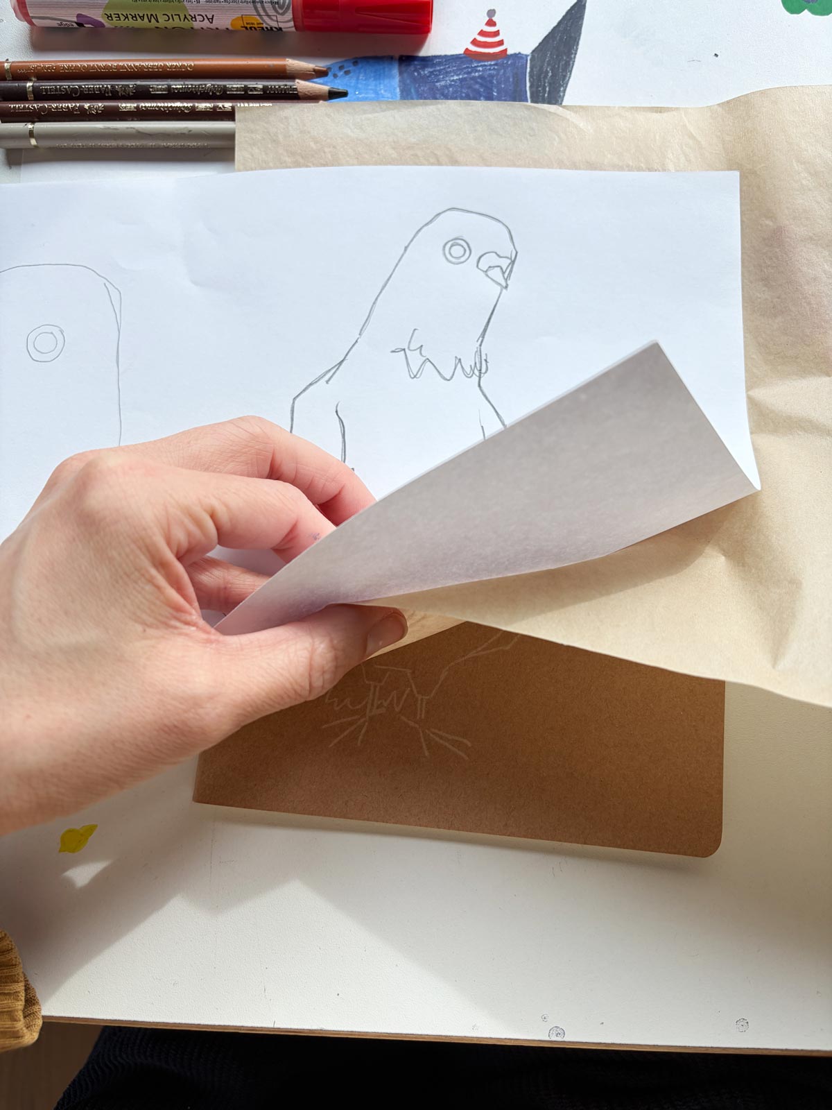 Mal- und Transfervorlage Tauben von Halfbird mit Kopierpapier