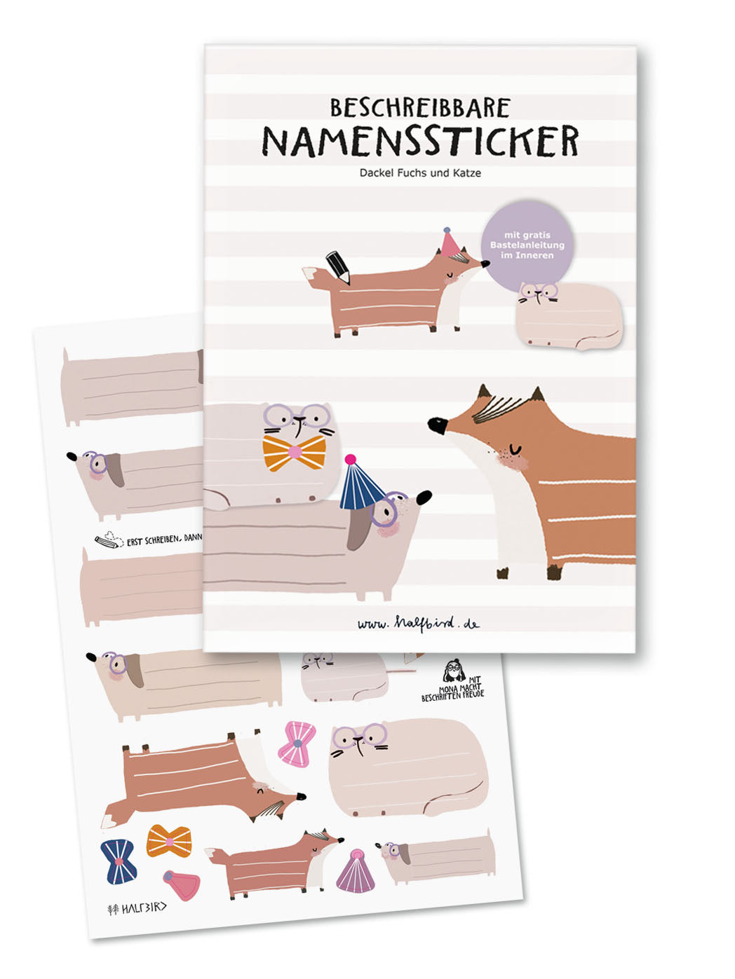 VORBESTELLUNG Namensetiketten Papier | Dackel Fuchs Katze