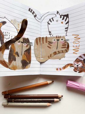 Katzen Zeichnungen mit den braunen Polychromo Stiften von Faber Castell bei Halfbird