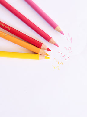 orangene, rote und gelbe Polychromo Stifte von Faber Castell bei Halfbird