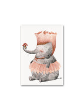 Postkarte Elefant als Fee in einem rosa tütü