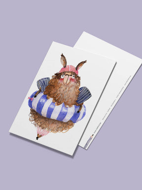 Postkarte "Lama mit Schwimmring"