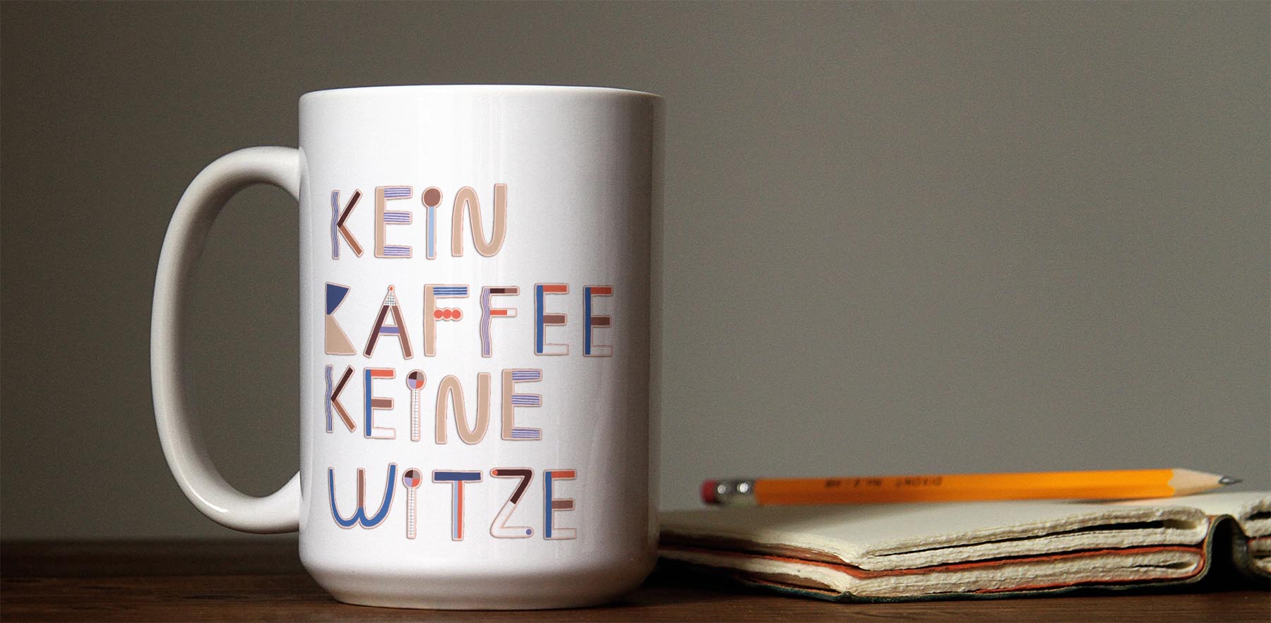 Tasse mit Spruch kein kaffee keine Witze, aufgeklebt mit individualisierbaren spülmaschinenfesten Aufkleber Buchstaben