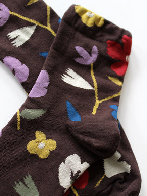 Socken "große Blumen" | dunkelbraun