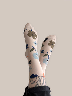 Socken "große Blumen" | beige