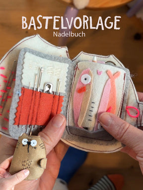 Nadelbuch "Katze und Sardinen" | Bastelvorlage