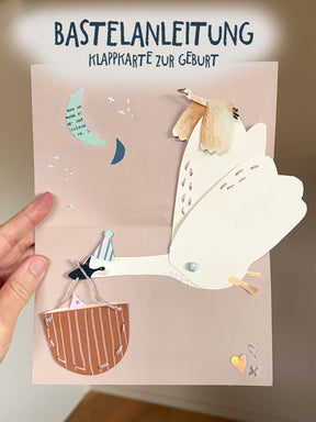 Bastelanleitung "Klappkarte Schwan” | Geburt