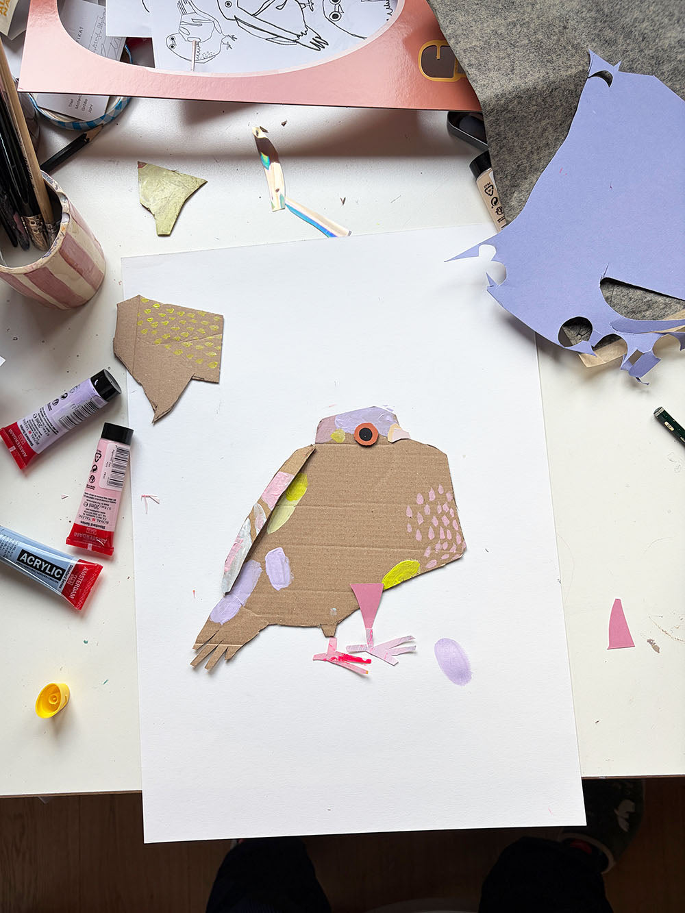 Bastelvorlage Schnipselkunst Tauben von Halfbird