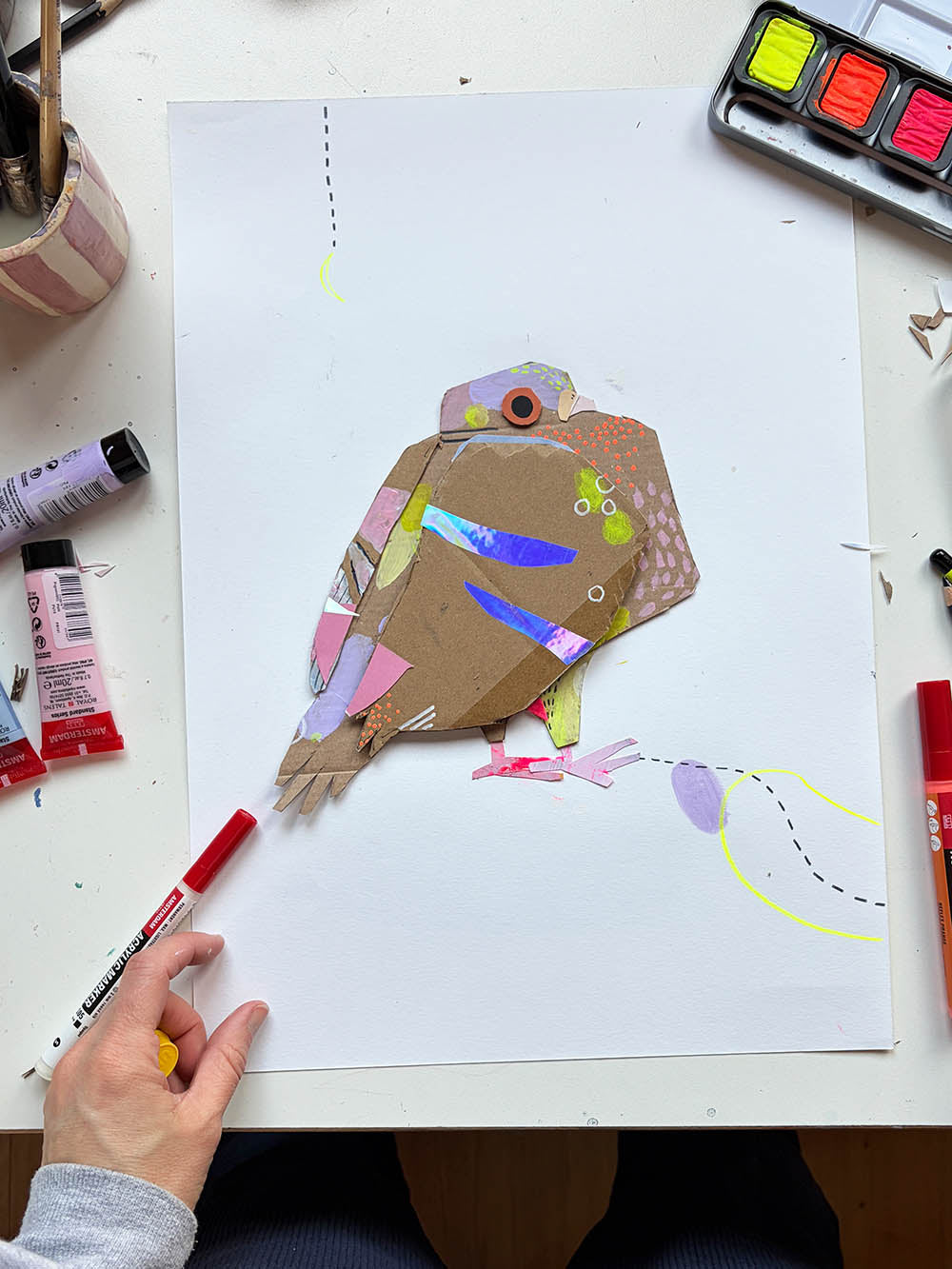 Bastelvorlage Schnipselkunst Tauben von Halfbird