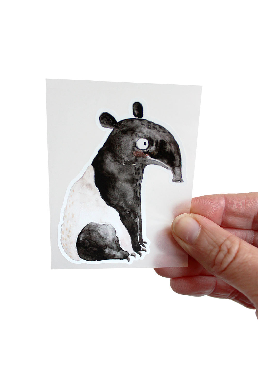 bügelbild tapir in der hand gehalten