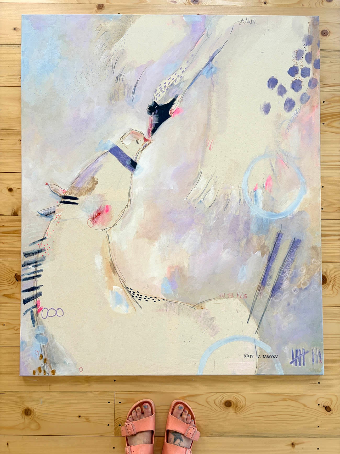 Original Acrylbild zu Make Friends not Likes mit Schwan und Pferd von Halfbird