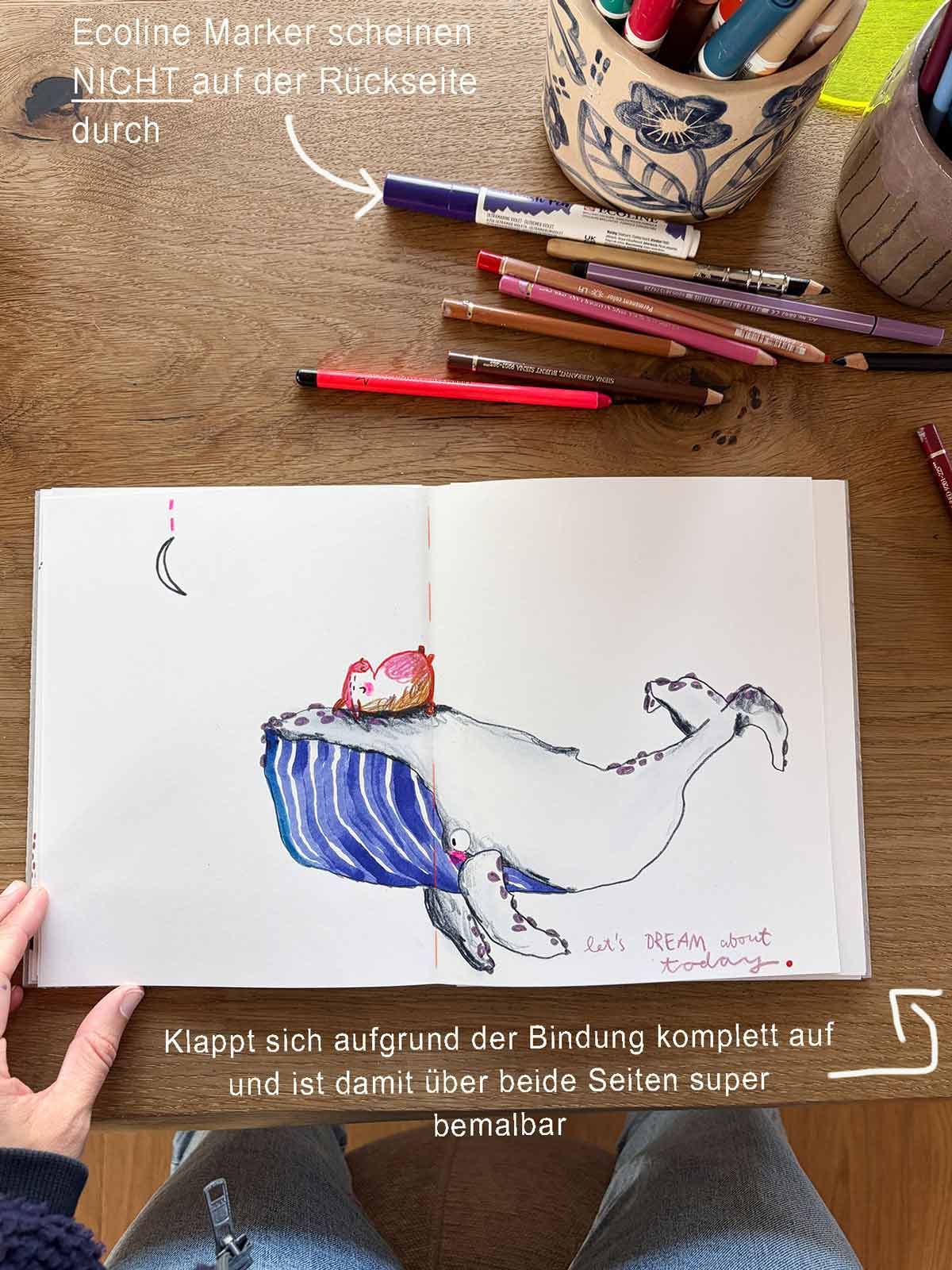 Doppelseite bemalt aus dem Skizzenbuch von Halfbird