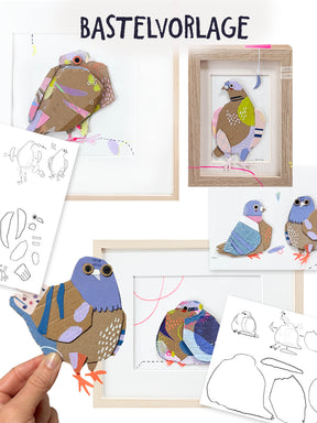 Bastelvorlage Schnipselkunst Tauben von Halfbird
