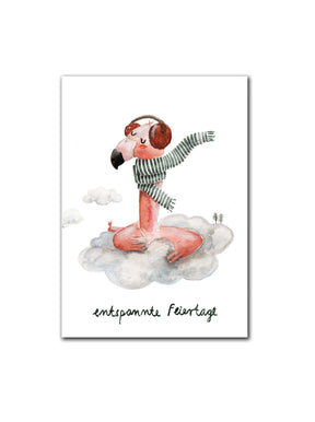 Postkarte "entspannte Feiertage" | Flamingo